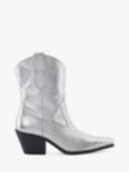 Dune Pardner Leather Cowboy Boots, Silver-leather