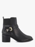 Dune Pout Leather Ankle Boots, Black