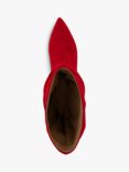 Dune Suede Slouch Point Long Boots, Red-suede
