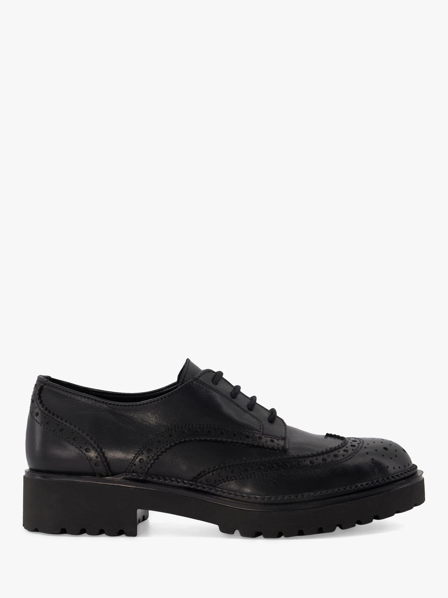 Dune Florian Leather Brogue Shoes, Black at John Lewis & Partners
