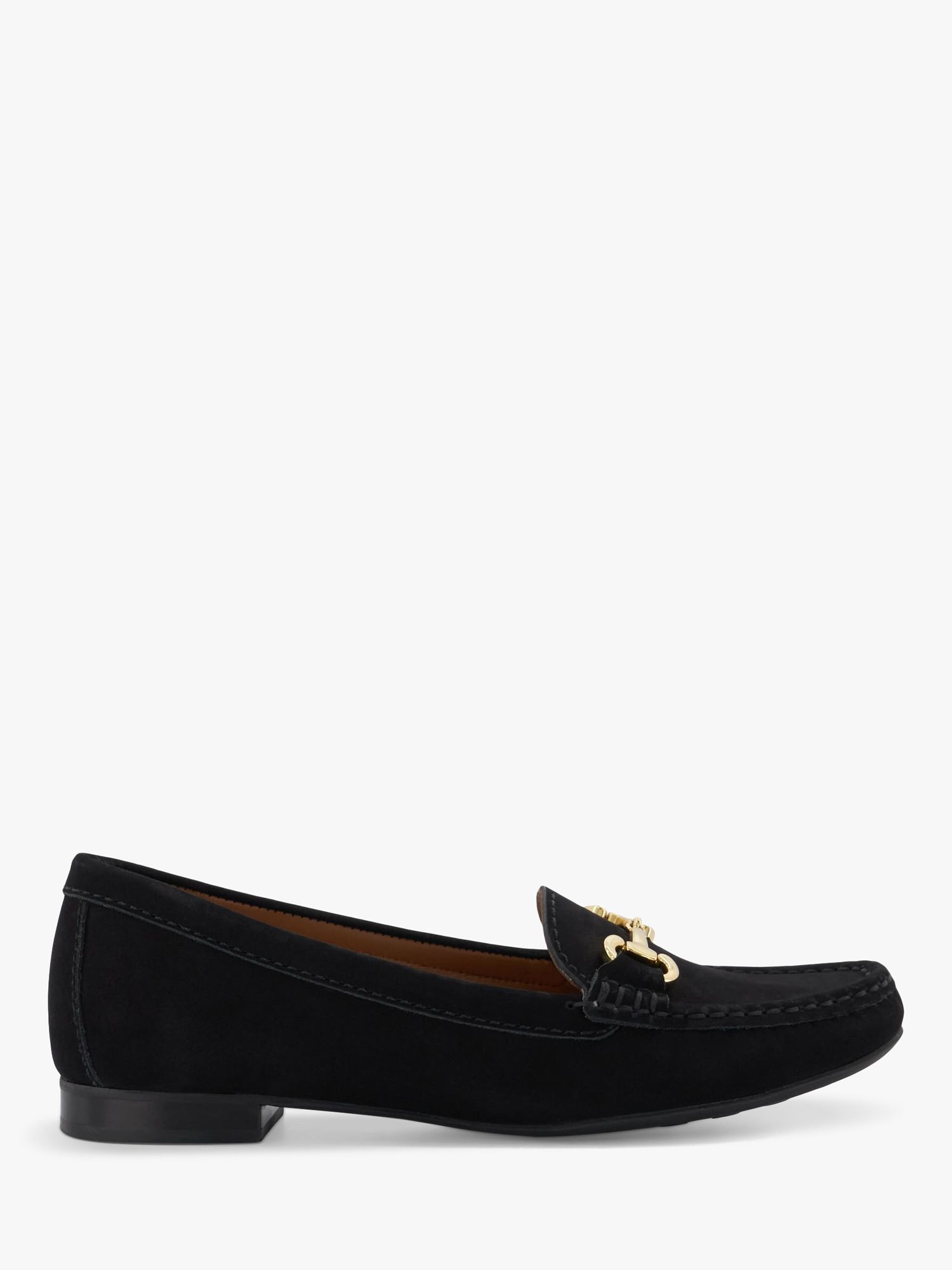 Dune Glennie Comfort Snaffle Suede Loafers, Black at John Lewis & Partners