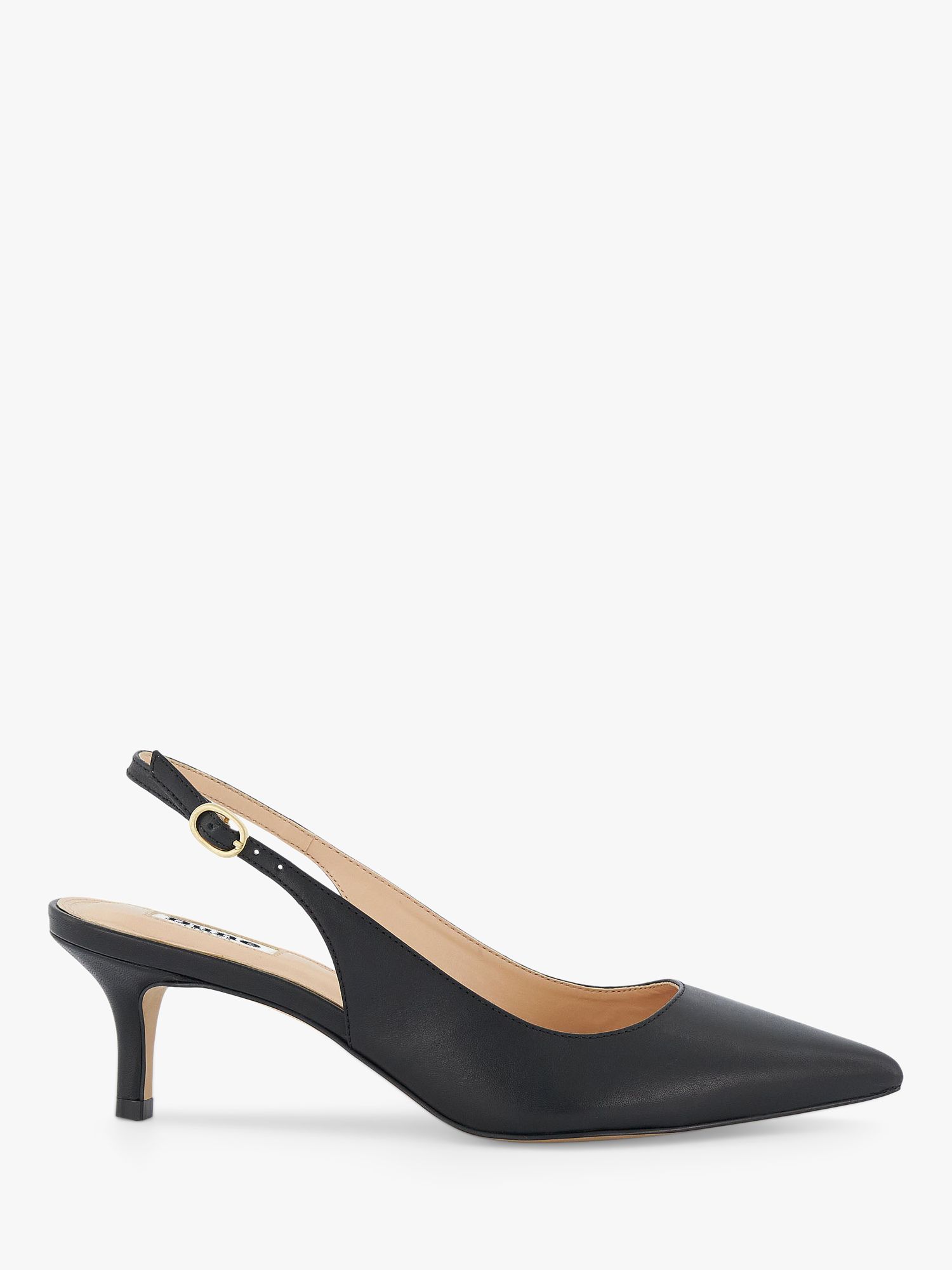 Dune Celini Leather Court Shoes, Black at John Lewis & Partners