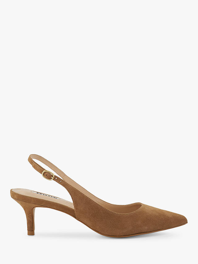 Dune Celini Suede Slingback Court Shoes, Camel at John Lewis & Partners