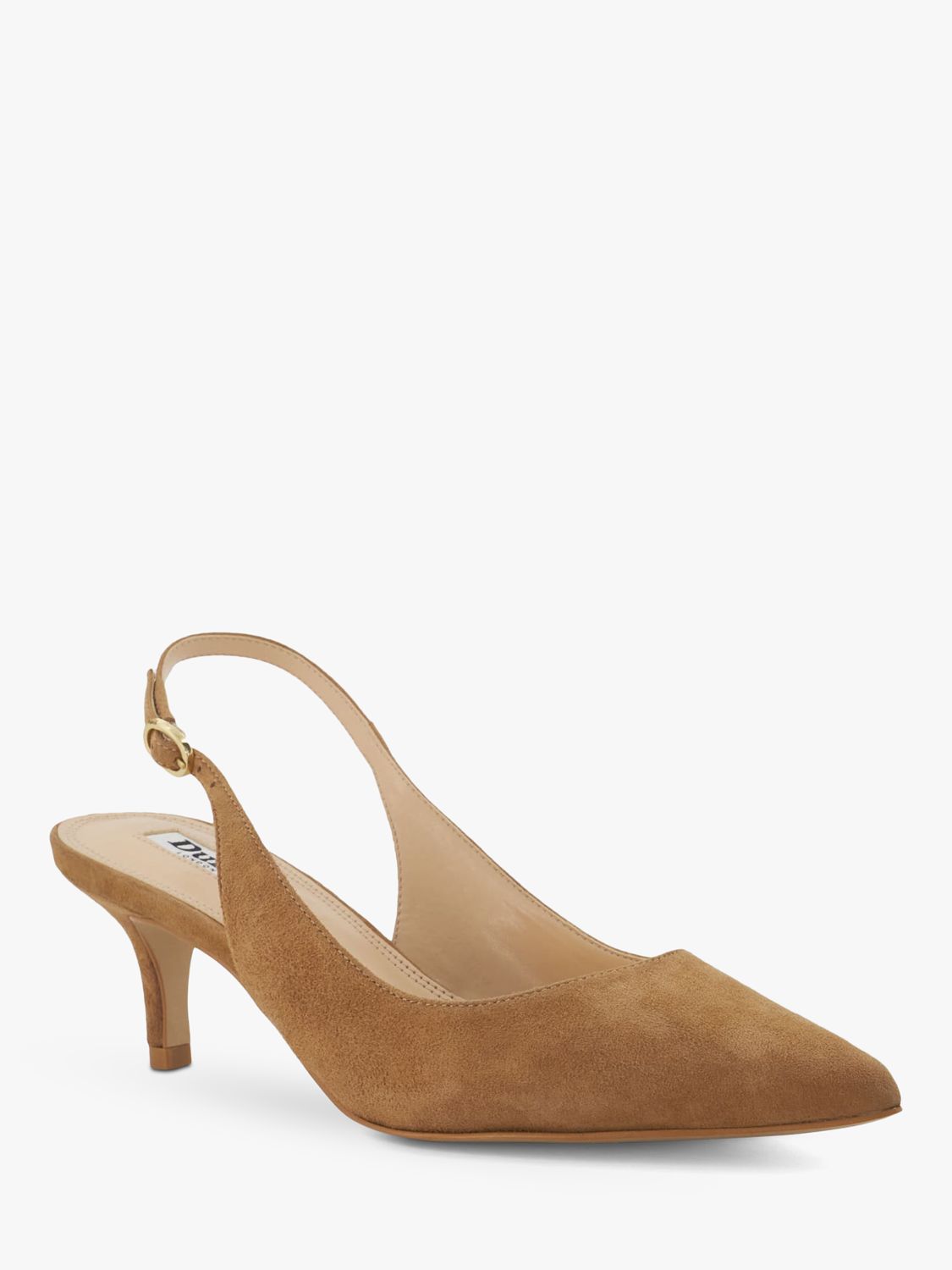 Dune Celini Suede Slingback Court Shoes, Camel, EU36