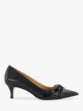 Dune Address Soft Knot Pointed Court Shoes, Black Patent