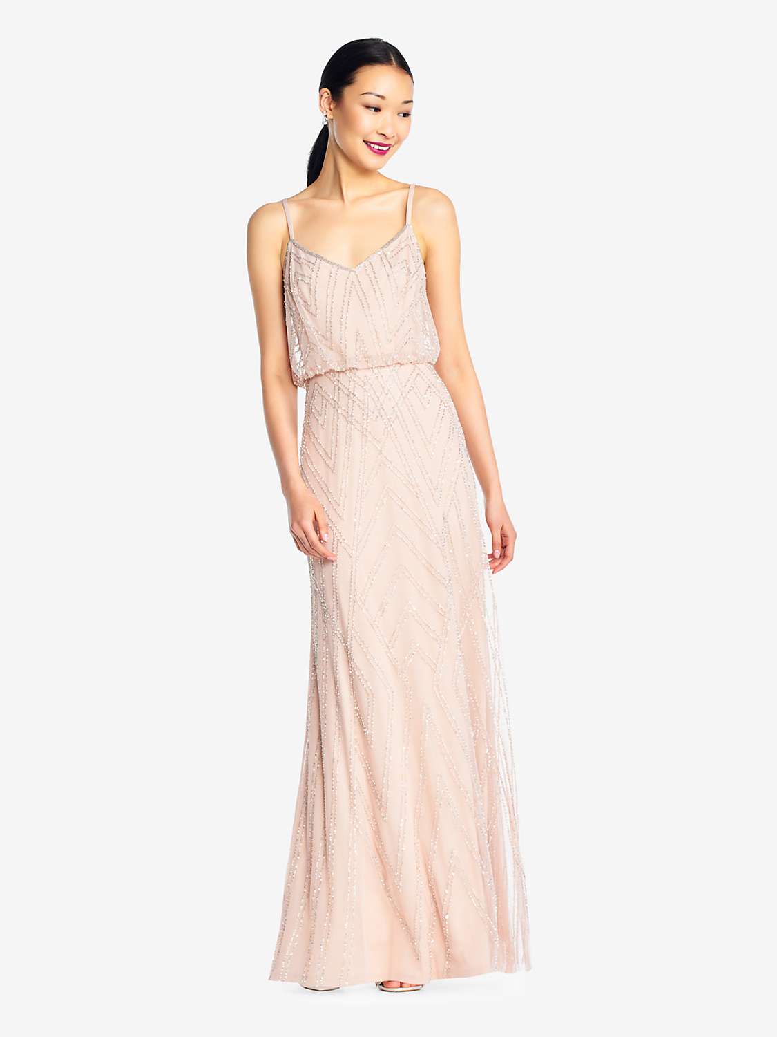 Buy Adrianna Papell Blouson Beaded Maxi Dress, Blush Online at johnlewis.com