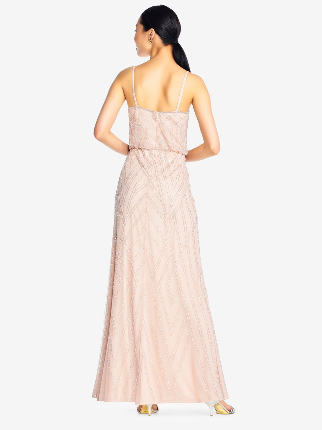 Adrianna Papell Blouson Beaded Maxi Dress Blush