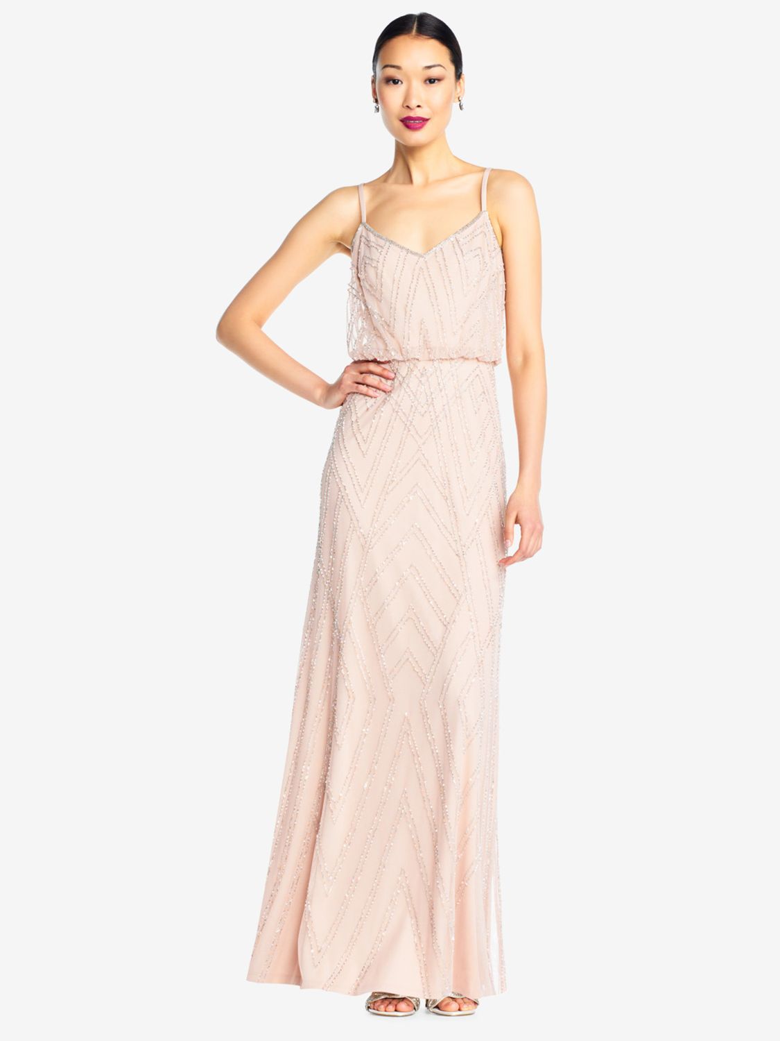 Buy Adrianna Papell Blouson Beaded Maxi Dress, Blush Online at johnlewis.com