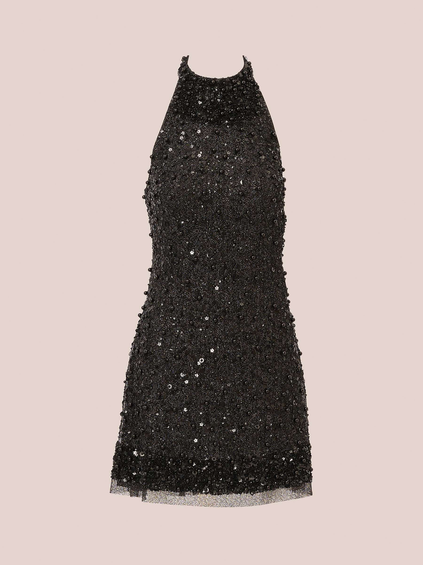 Buy Adrianna Papell Aidan Beaded Halterneck Dress, Black Online at johnlewis.com