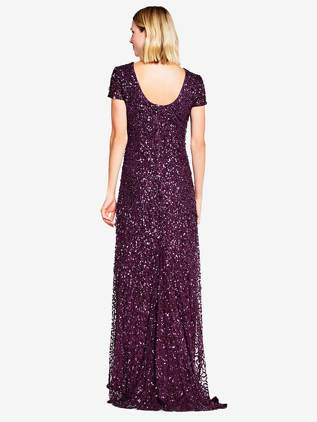 Adrianna Papell Sequin Scoop Back Maxi Dress, Cabernet
