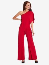 Adrianna Papell One Shoulder Wide Leg Jumpsuit Red at John Lewis