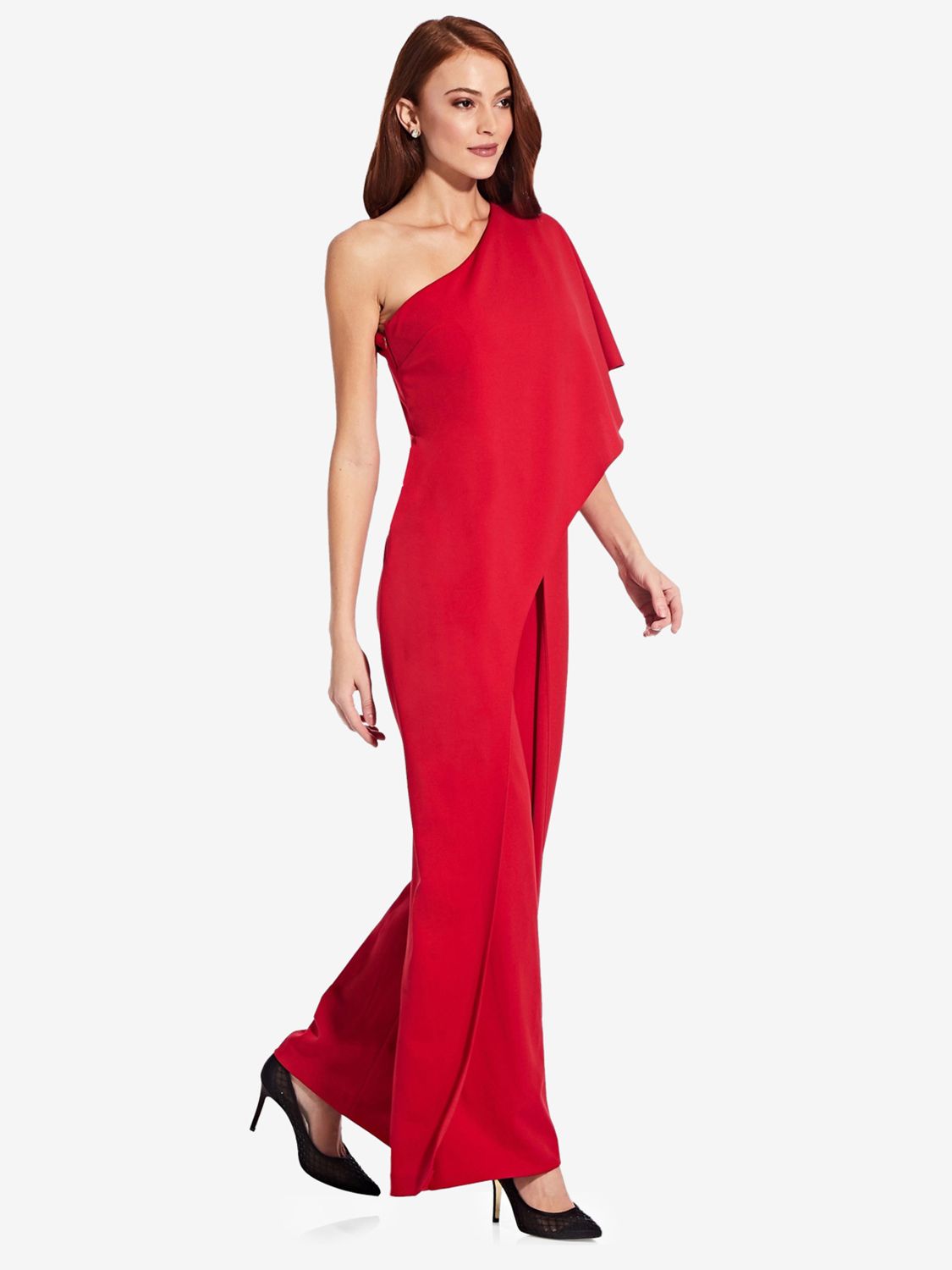 Adrianna Papell One Shoulder Wide Leg Jumpsuit Red at John Lewis