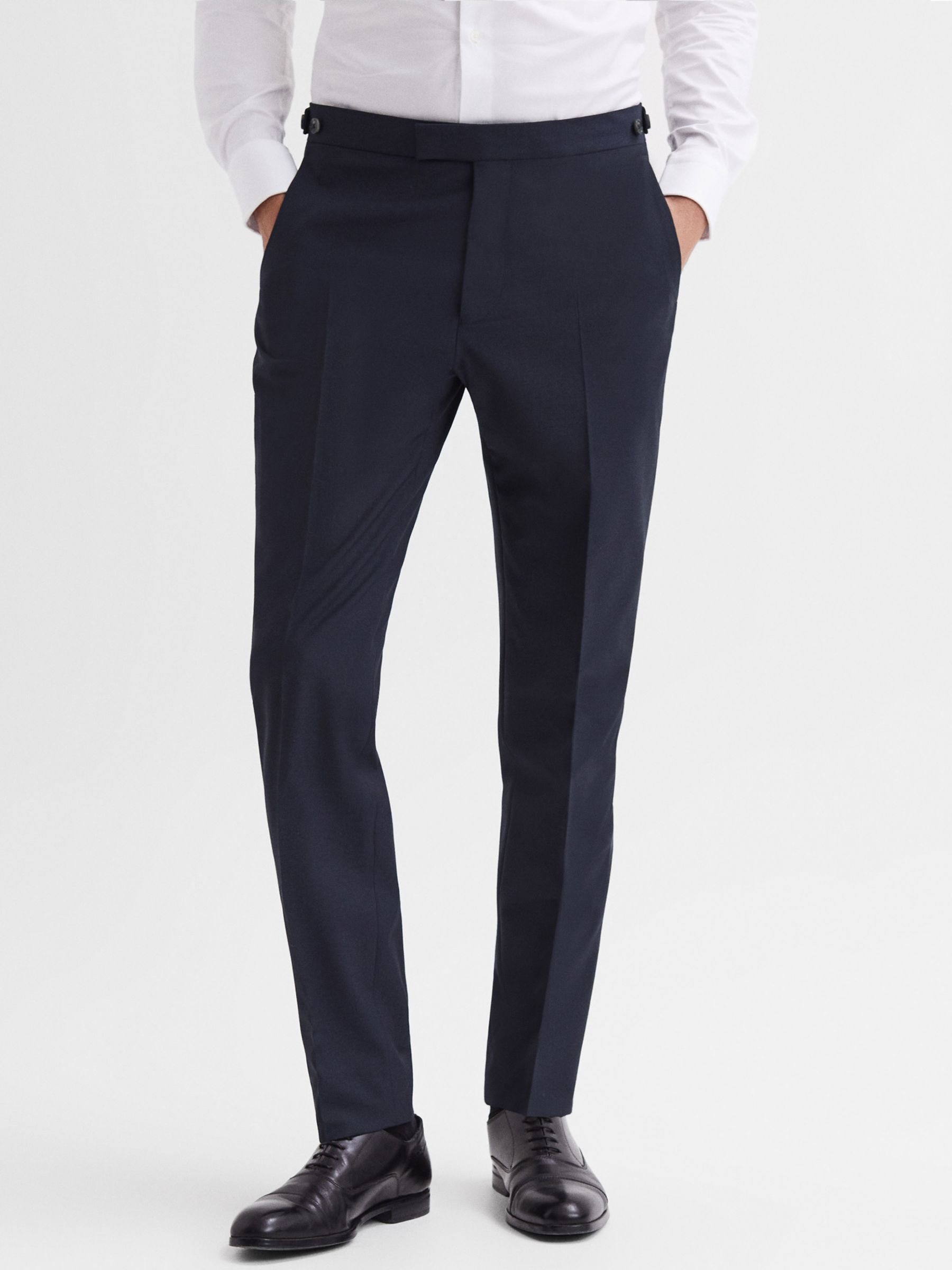 Reiss Slim Suit Pants In Light Blue Linen