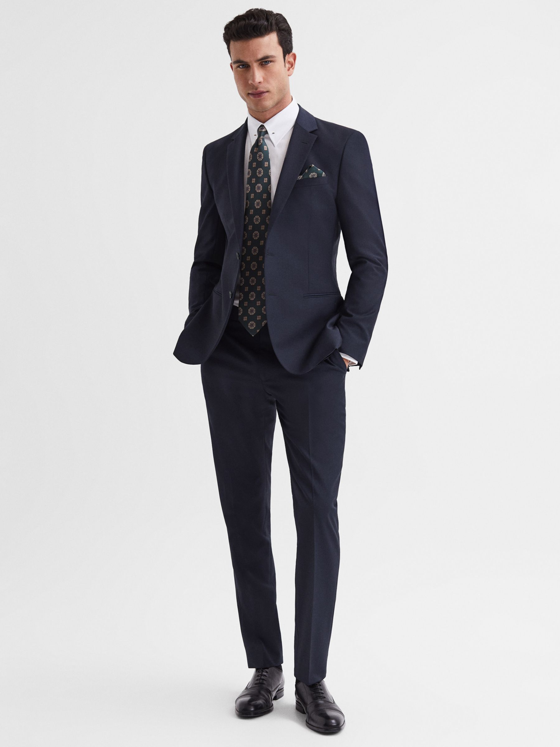 Reiss Hope Modern Fit Wool Blend Travel Suit Trousers, Navy at John ...