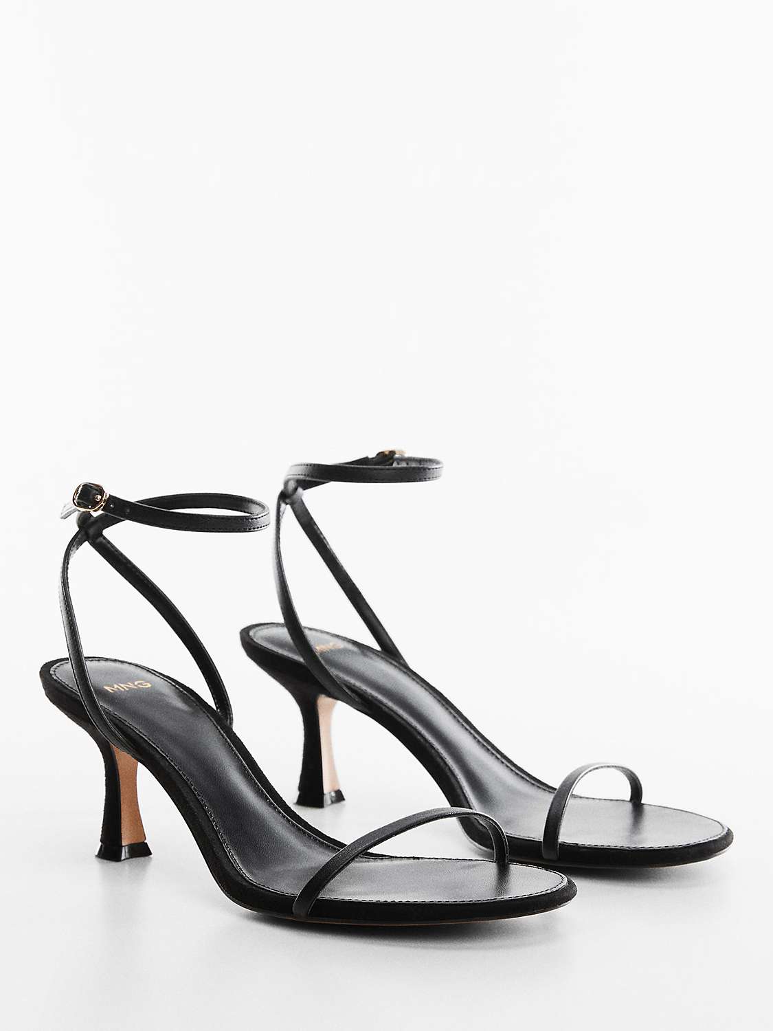 Mango Flo Kitten Heel Sandals, Black at John Lewis & Partners
