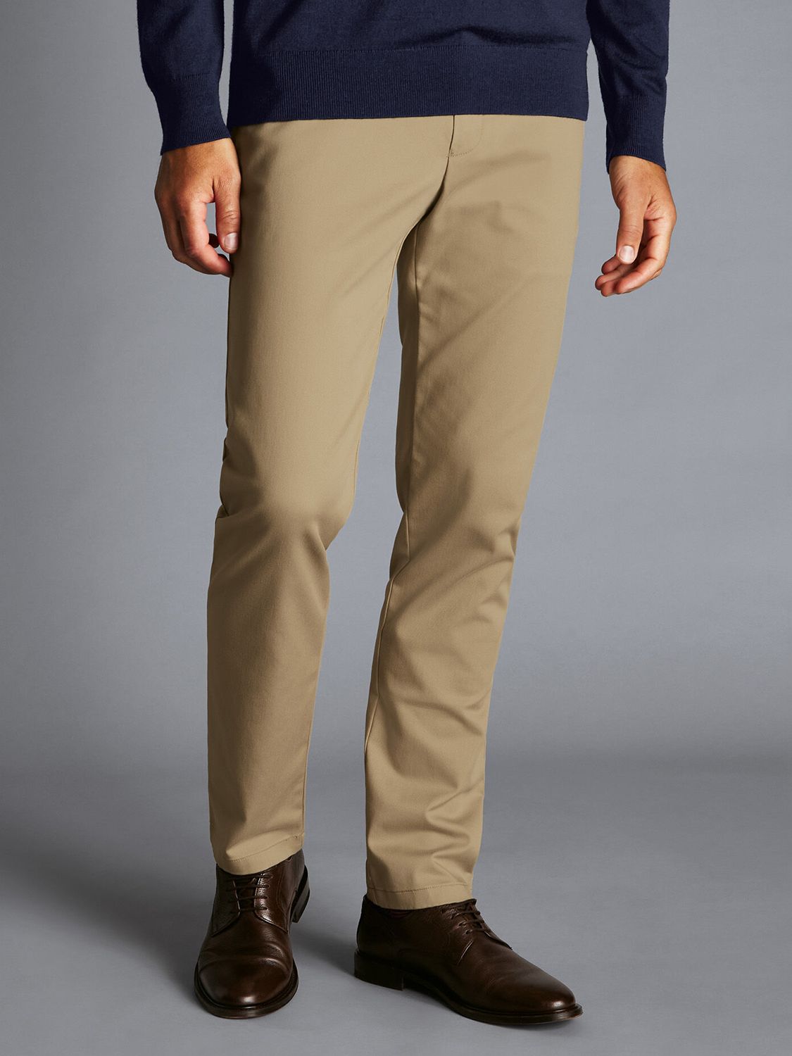 Charles Tyrwhitt Ultimate Non-Iron Slim Fit Chinos, Tan at John Lewis ...