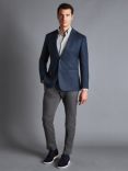Charles Tyrwhitt Classic Fit Herringbone Wool Texture Blazer, Denim Blue