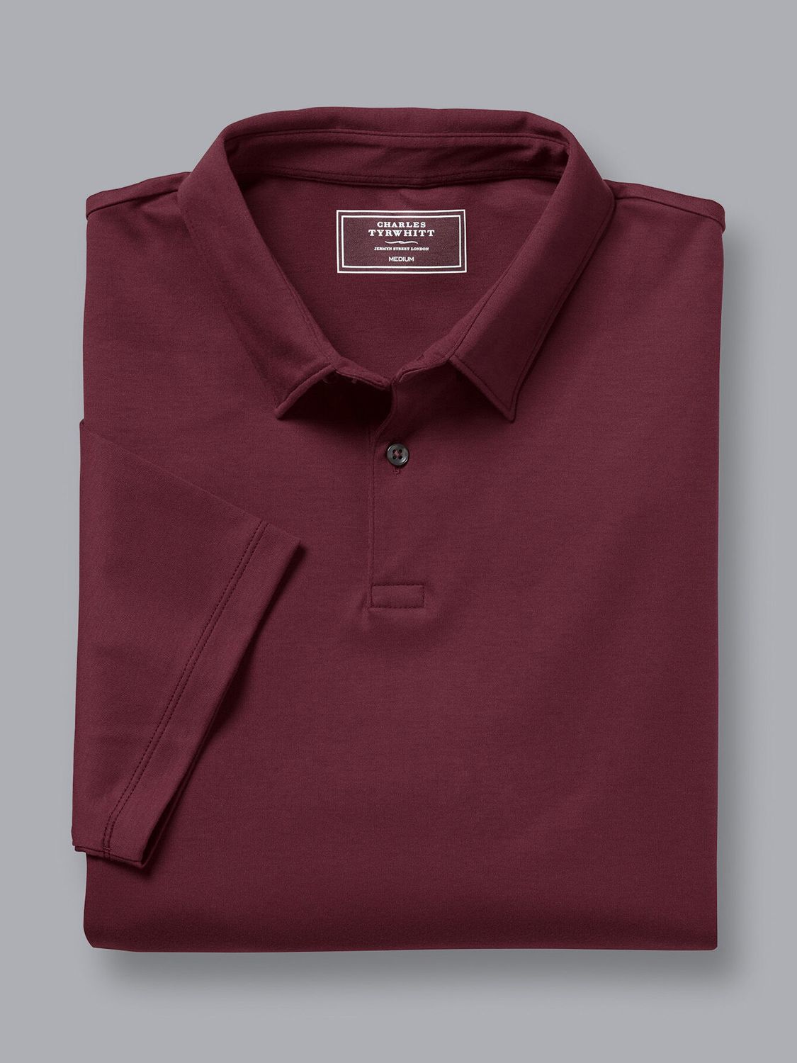 Charles Tyrwhitt Smart Jersey Short Sleeve Polo, Wine Red, XS