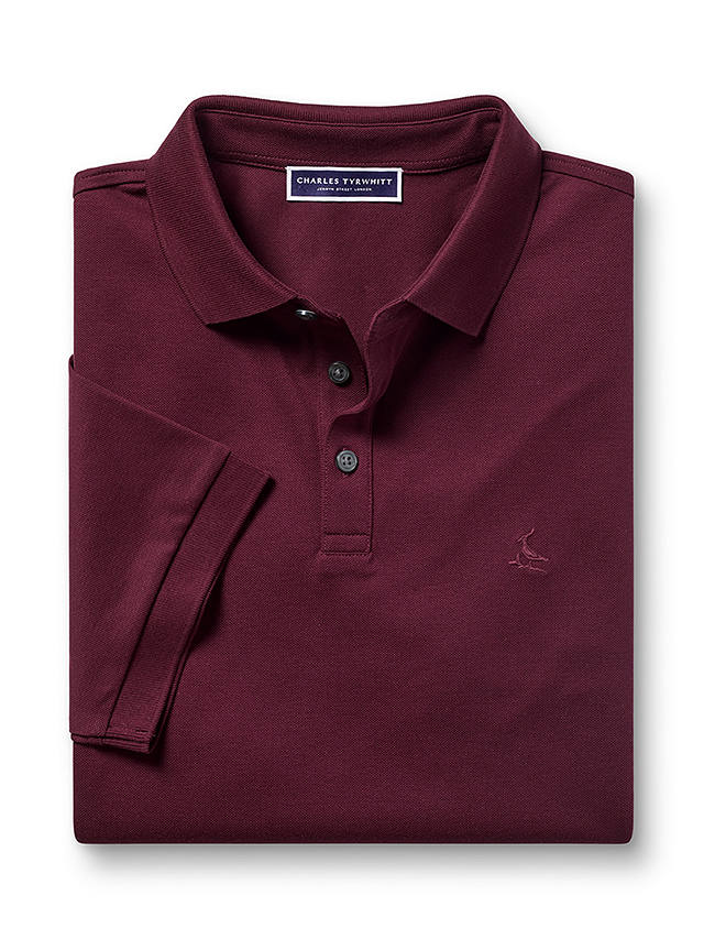 Charles Tyrwhitt Pique Cotton Polo Shirt, Wine Red