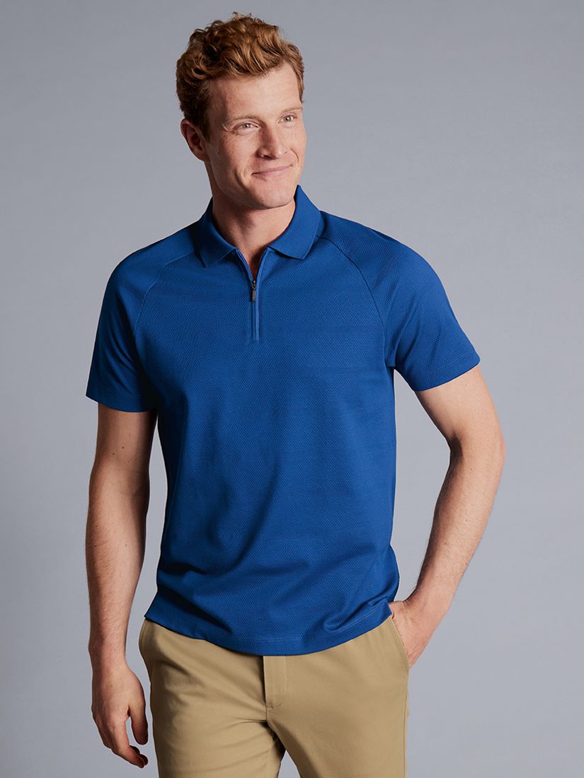 Charles Tyrwhitt Popcorn Textured Tyrwhitt Cool Zip Neck Polo Shirt ...