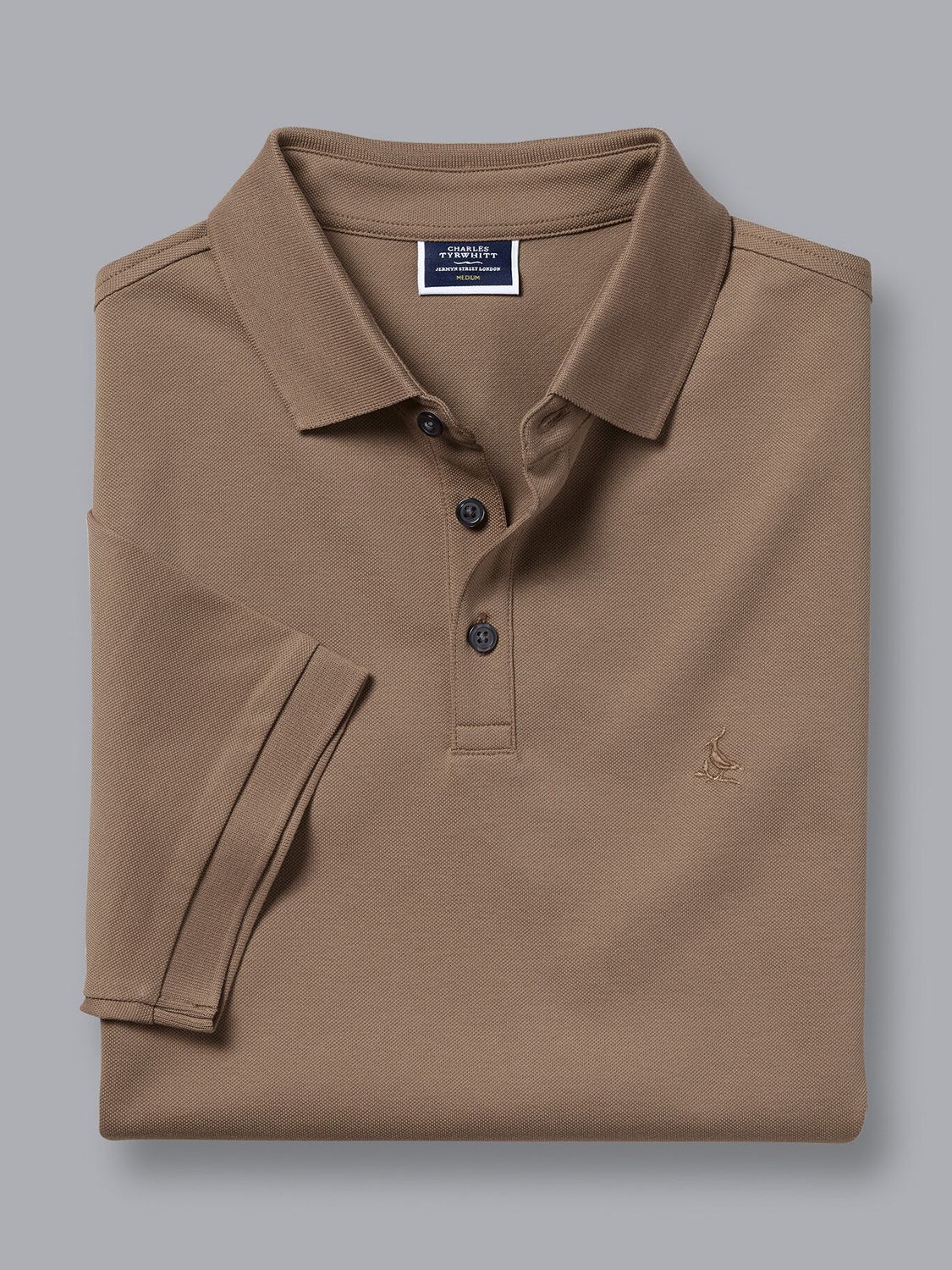Charles Tyrwhitt Pique Polo Shirt, Camel at John Lewis & Partners