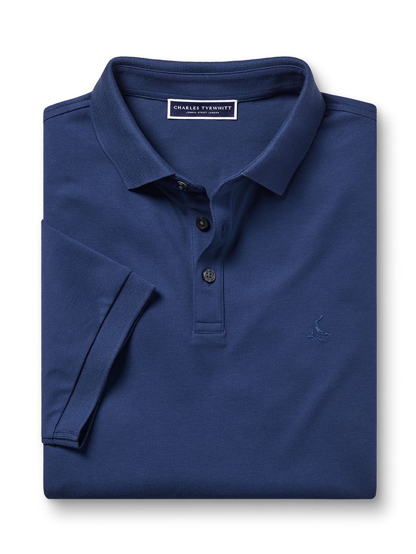 Charles Tyrwhitt Pique Short Sleeve Polo, Royal Blue, M