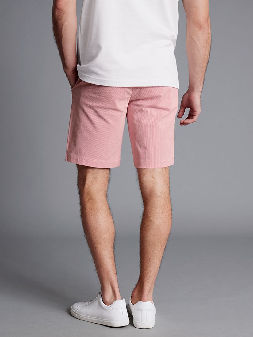 Charles Tyrwhitt Slim Fit Stripe Shorts, Coral Pink at John Lewis ...