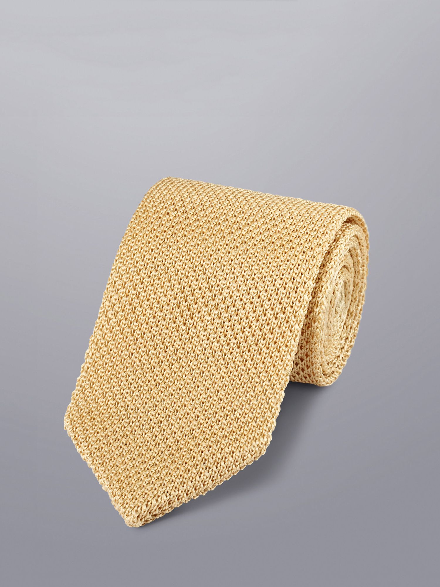 Charles Tyrwhitt Silk Knit Slim Tie, Tan, One Size