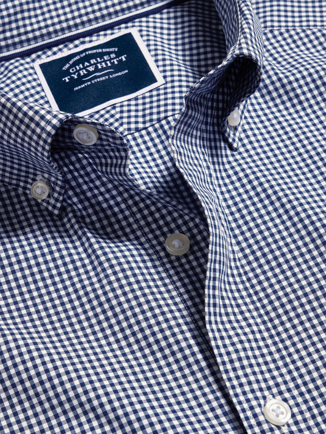 Buy Charles Tyrwhitt Non Iron Poplin Stretch Shirt, Navy Online at johnlewis.com