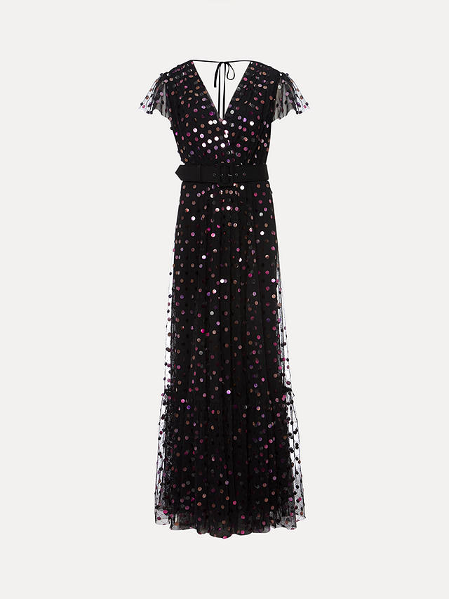 Phase Eight Loren Sequin Flared Maxi Dress, Black/Multi