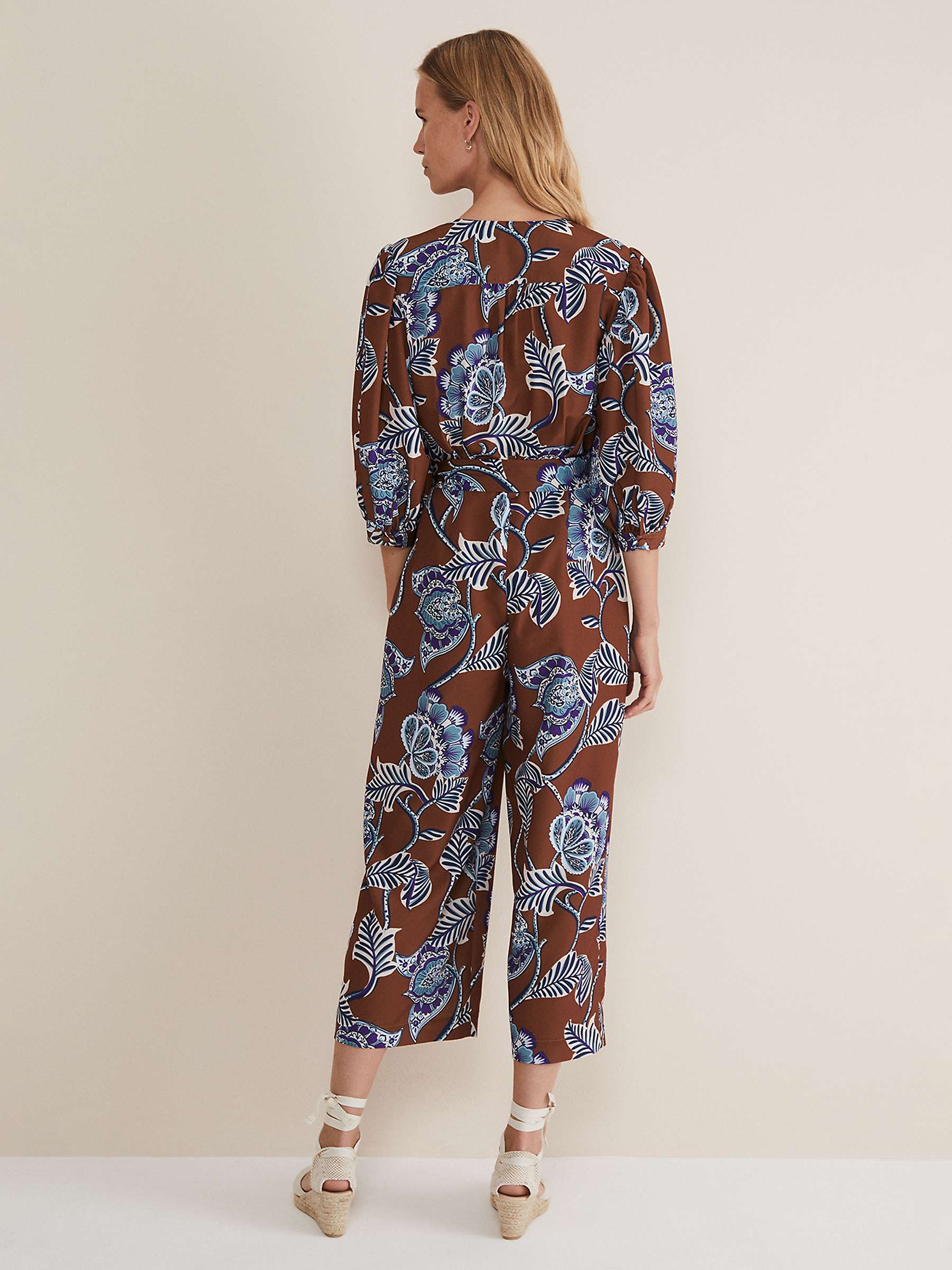 Buy Phase Eight Erin Cropped Leg Jumpsuit, Brown/Multi Online at johnlewis.com