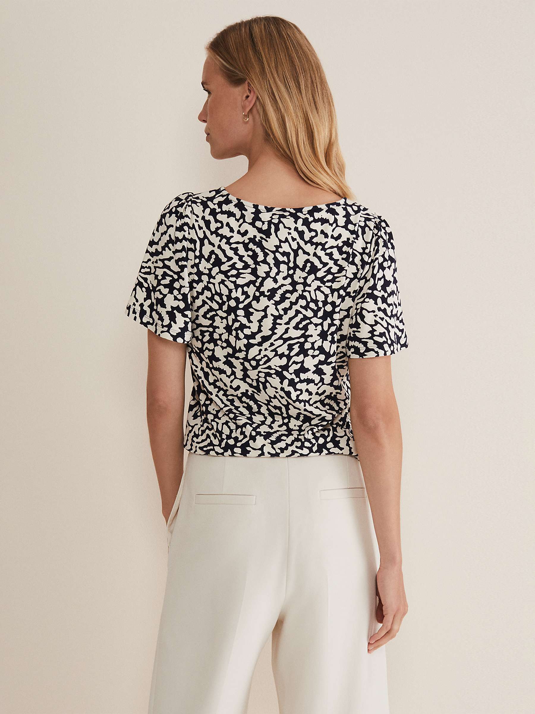 Buy Phase Nayana Abstract Print Top, Washed Black Online at johnlewis.com