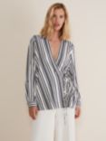 Phase Eight Dalila Striped Wrap Blouse, Carbon/Ivory