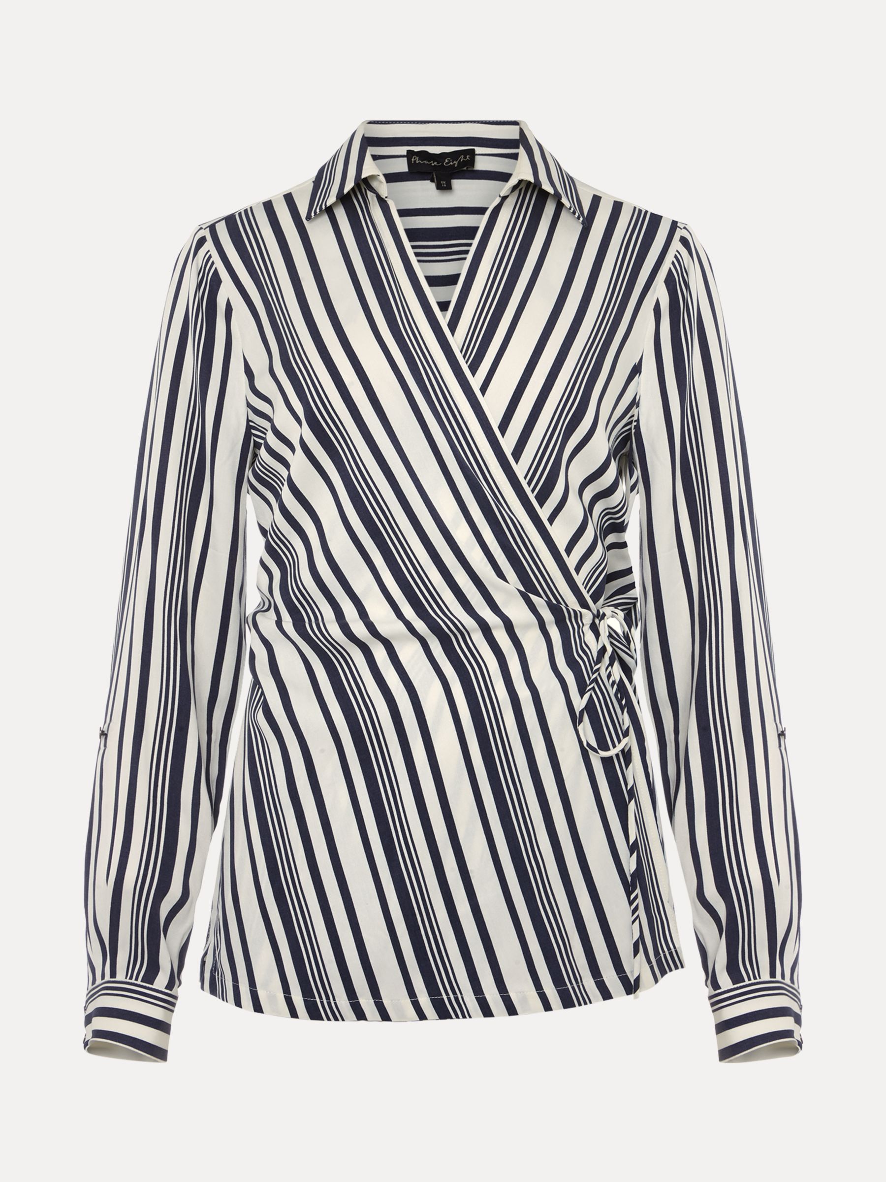 Buy Phase Eight Dalila Striped Wrap Blouse, Carbon/Ivory Online at johnlewis.com