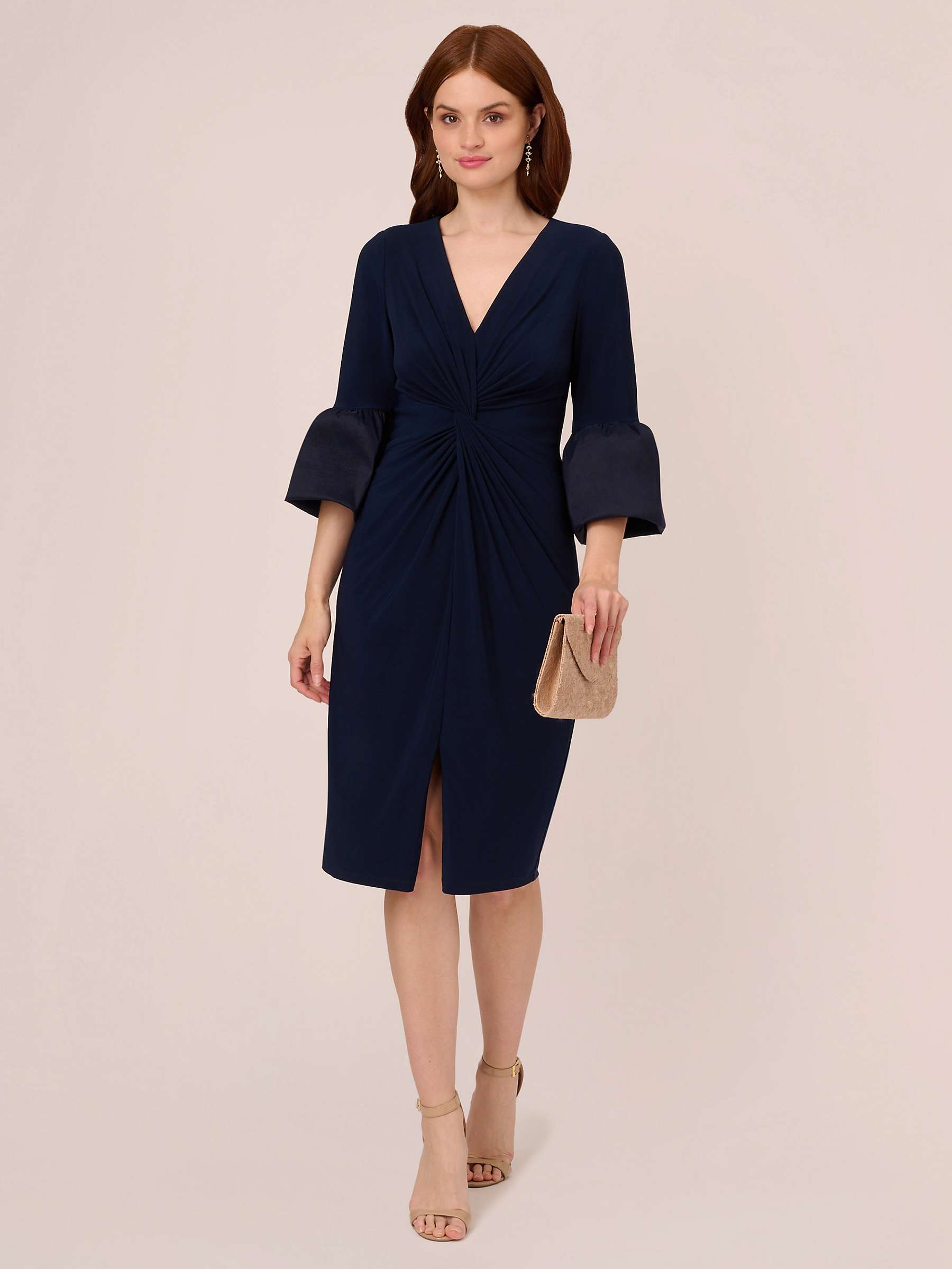 Buy Adrianna Papell Plain Jersey Taffeta Dress, Midnight Online at johnlewis.com