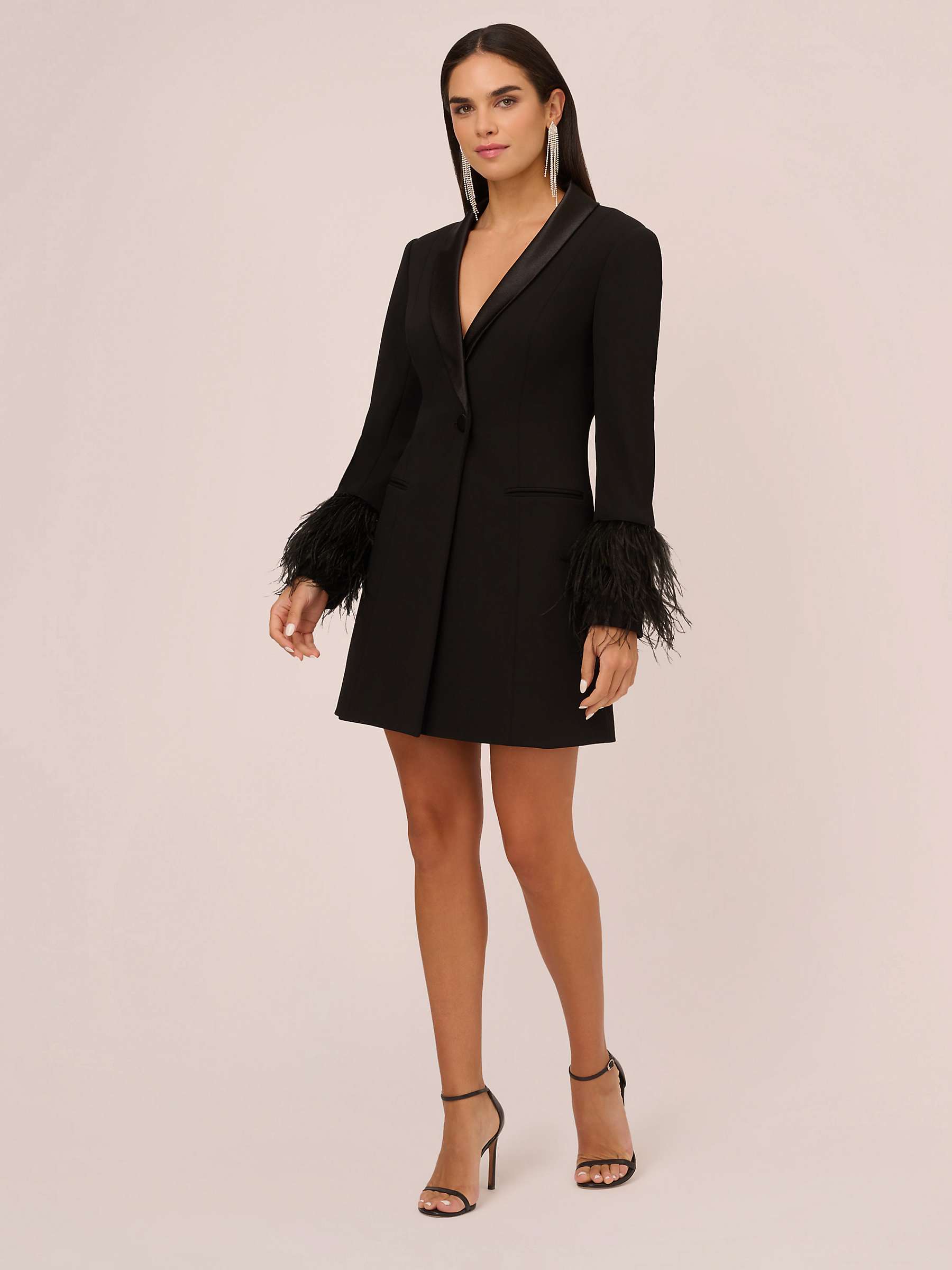 Buy Aidan by Adrianna Papell Crepe Feather Cuff Blazer Dress, Black Online at johnlewis.com