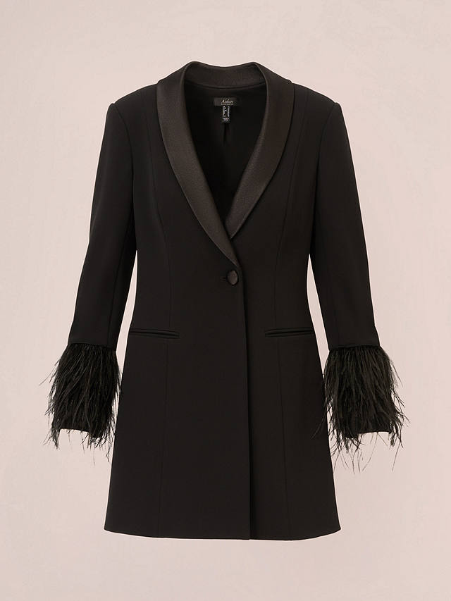 Aidan by Adrianna Papell Crepe Feather Cuff Blazer Dress, Black