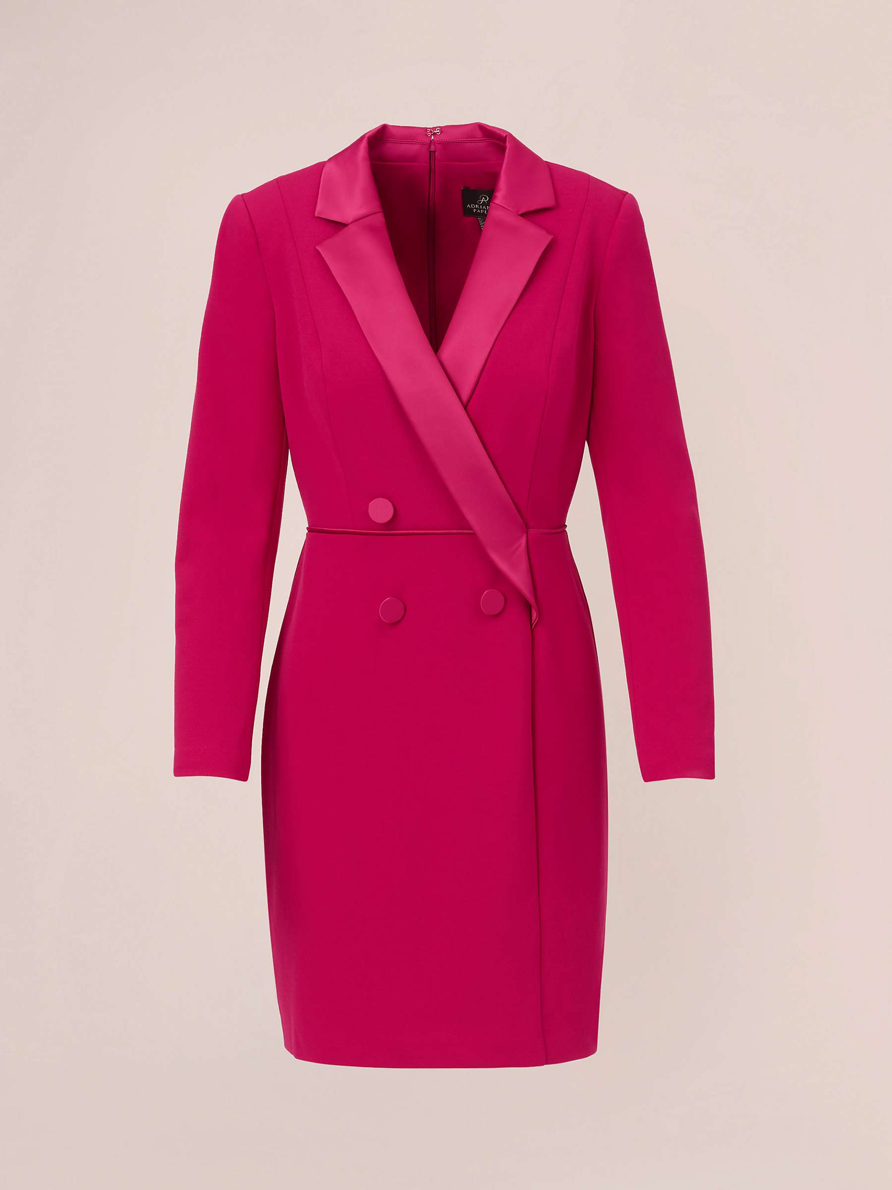 Buy Adrianna Papell Crepe Tuxedo Dress, Rich Magenta Online at johnlewis.com