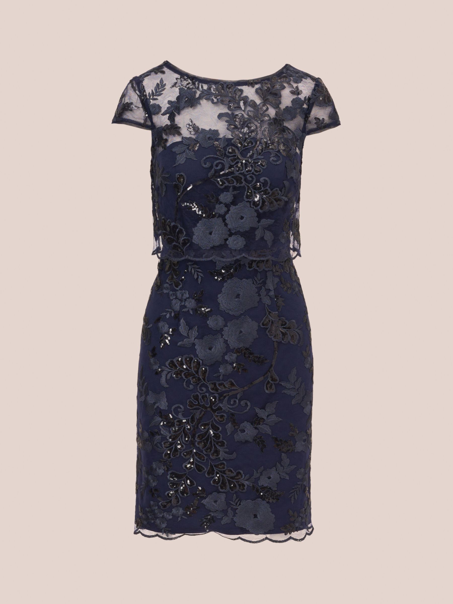 Buy Adrianna Papell Sequin Popover Mini Dress, Navy Online at johnlewis.com