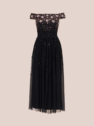 Adrianna Papell Sequin Rosettes Dress, Navy/Rose Gold