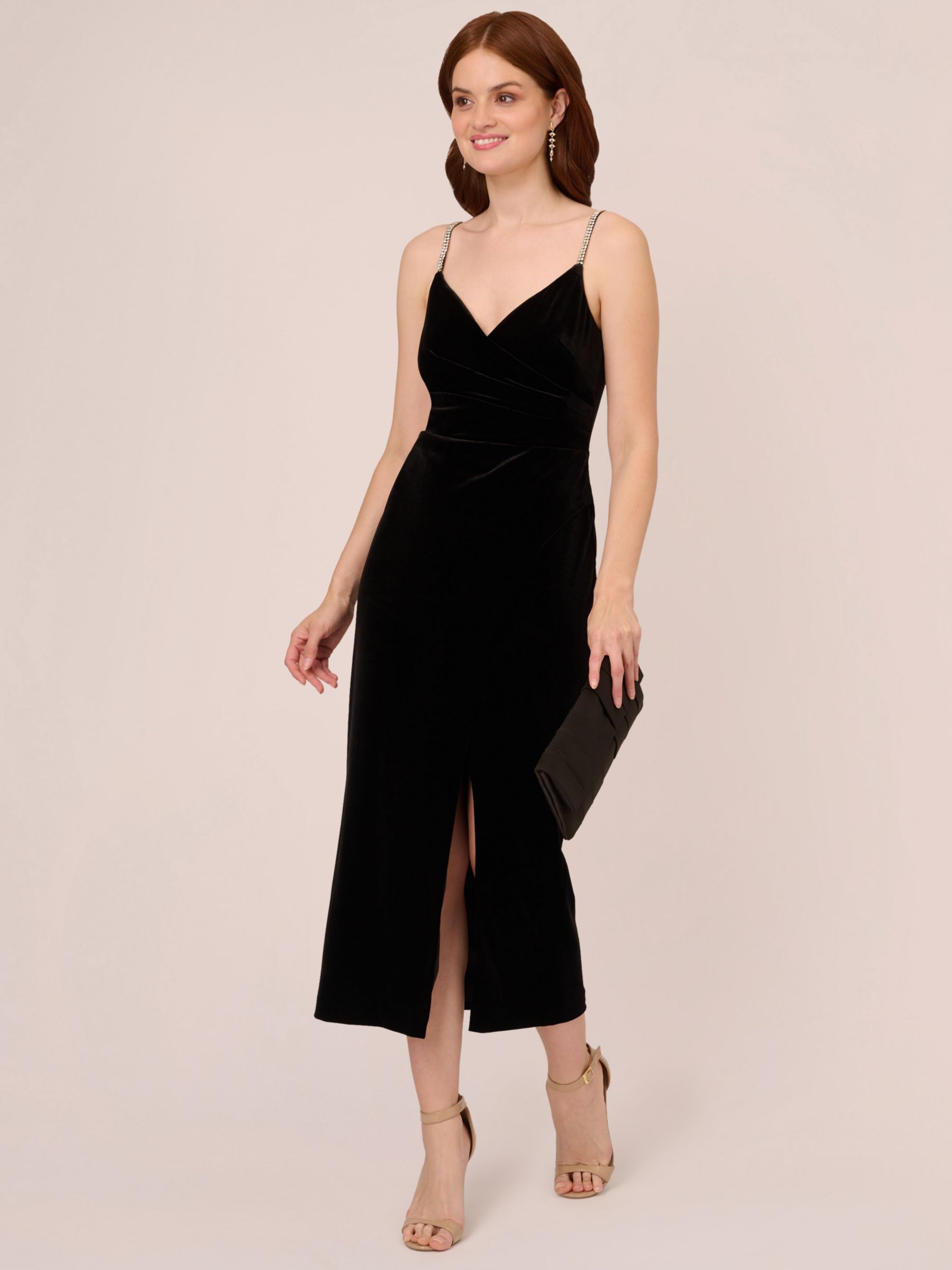 Adrianna Papell Velvet Wrap Maxi Dress Black 6