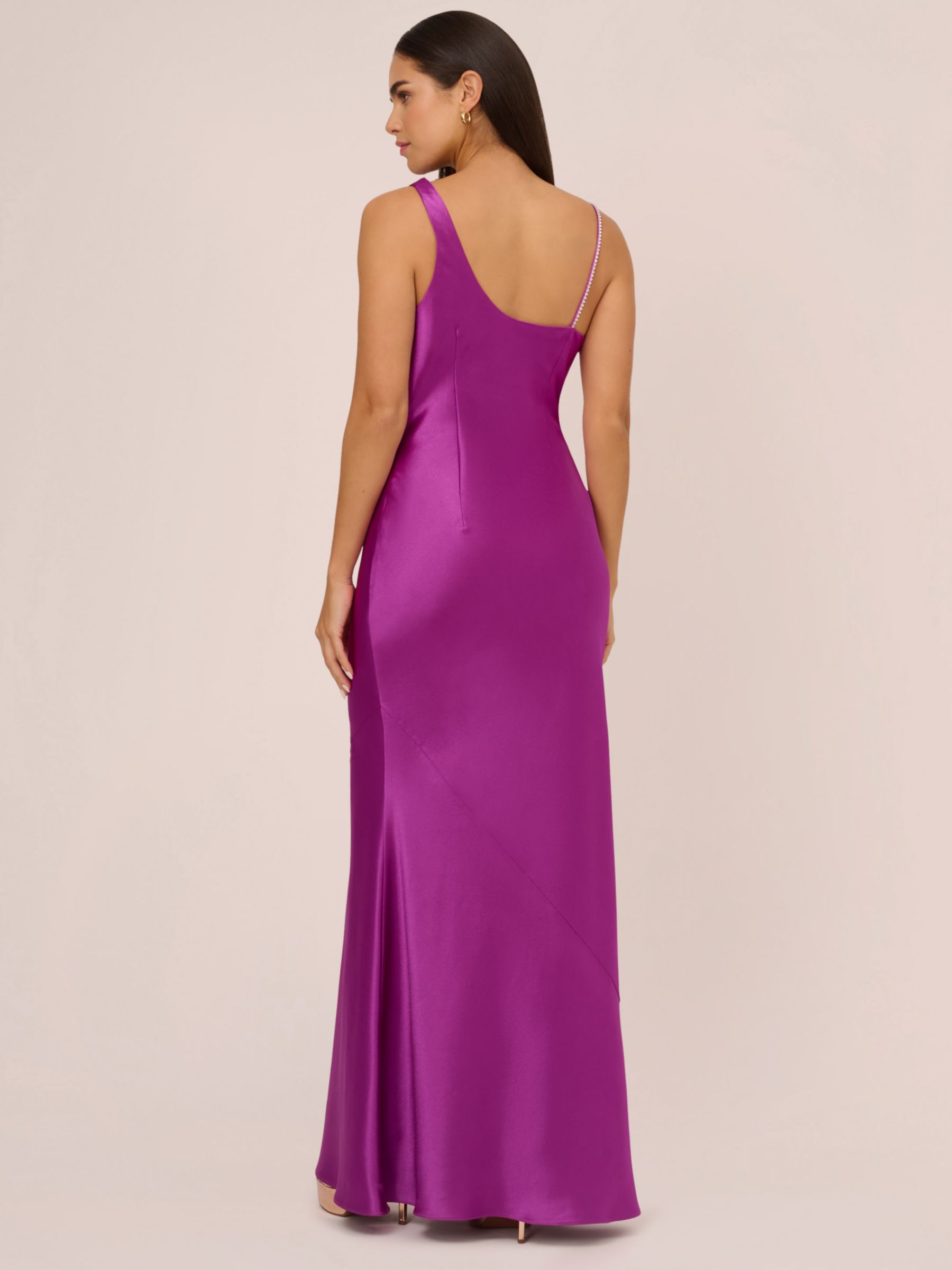 Buy Adrianna Papell Aidan Satin Asymmetric Dress, Wild Orchid Online at johnlewis.com