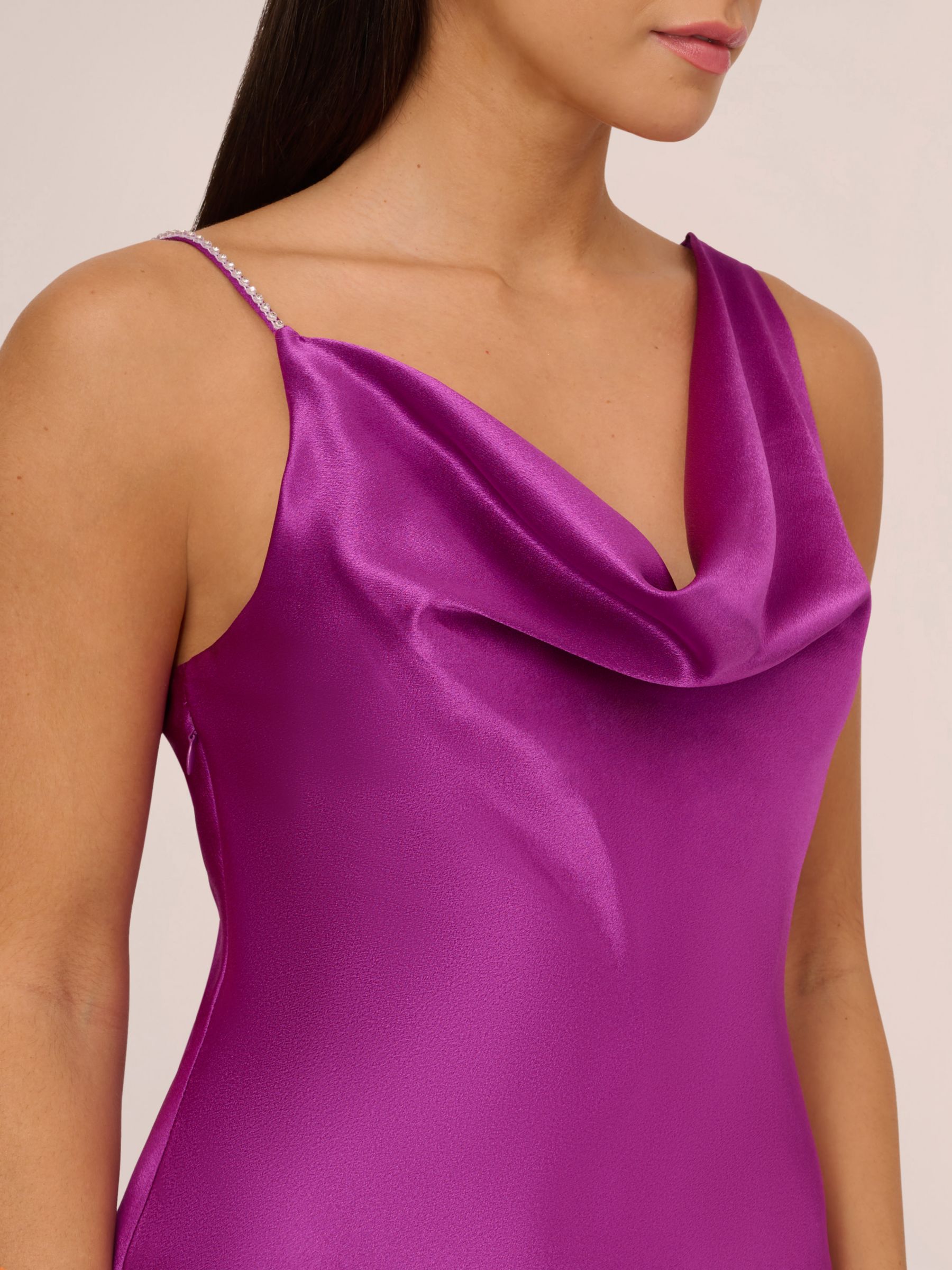 Buy Adrianna Papell Aidan Satin Asymmetric Dress, Wild Orchid Online at johnlewis.com