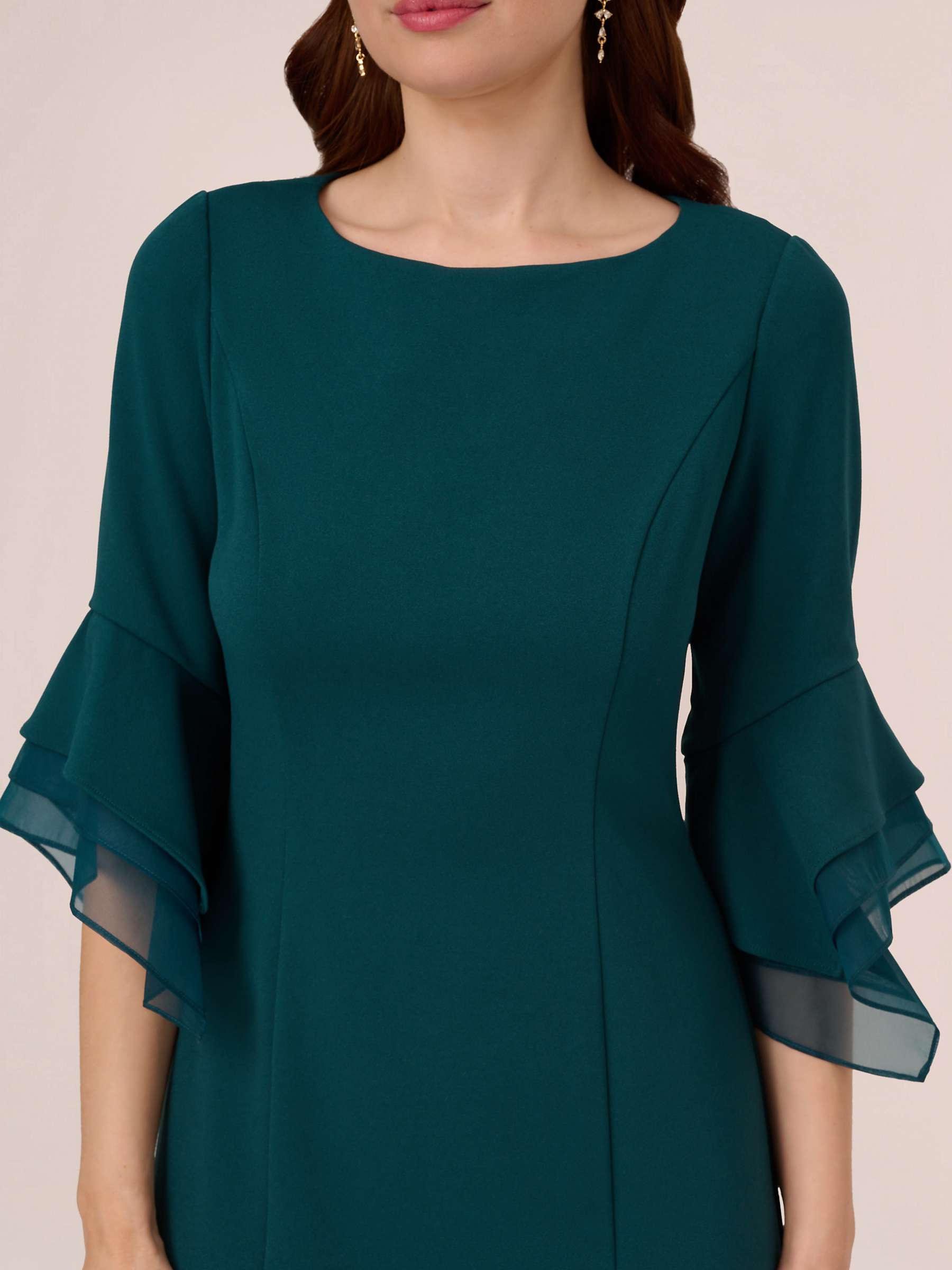 Buy Adrianna Papell Crepe Tiered Sleeve Dress, Hunter Online at johnlewis.com
