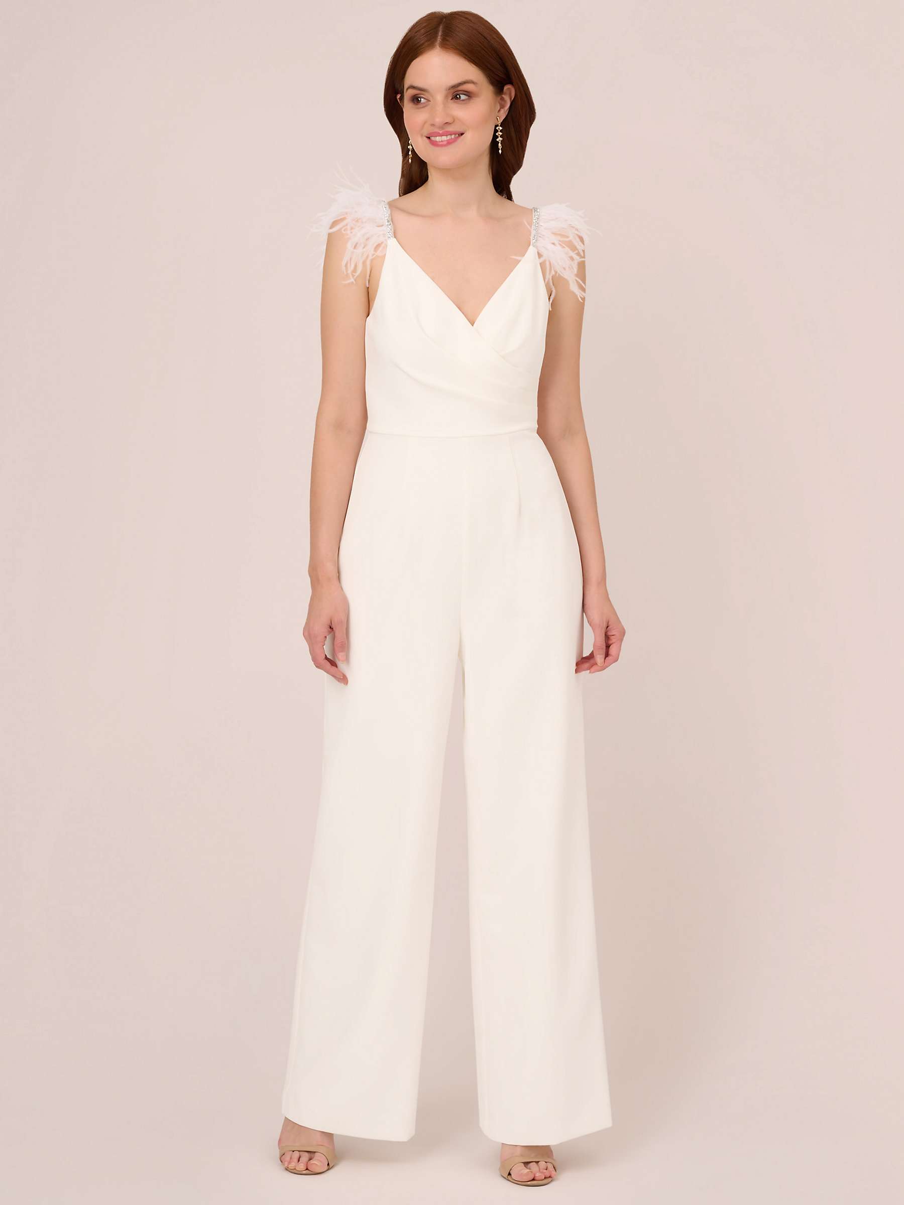 Buy Adrianna Papell Bead Crepe Jumpsuit, Ivory Online at johnlewis.com