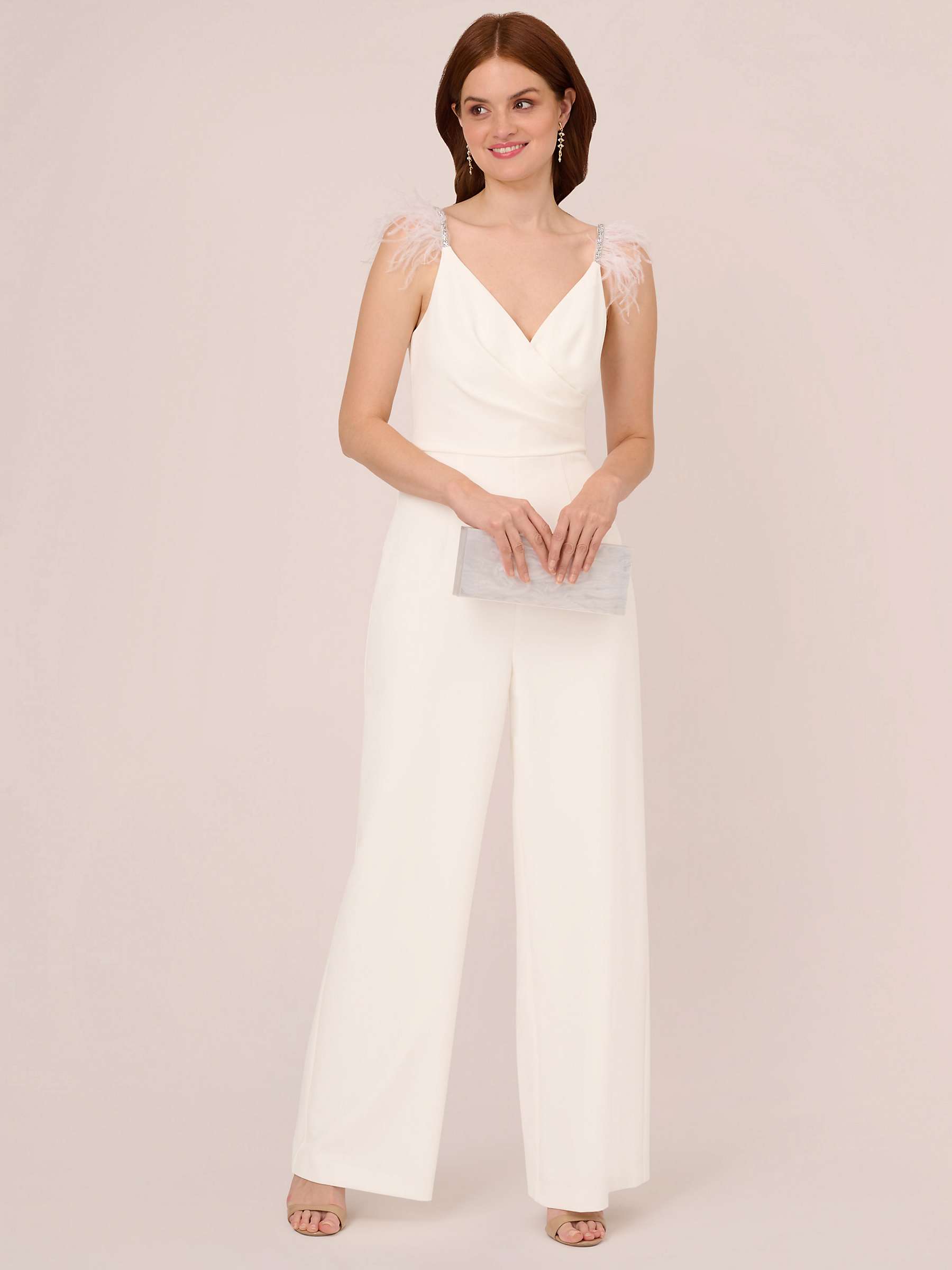 Buy Adrianna Papell Bead Crepe Jumpsuit, Ivory Online at johnlewis.com