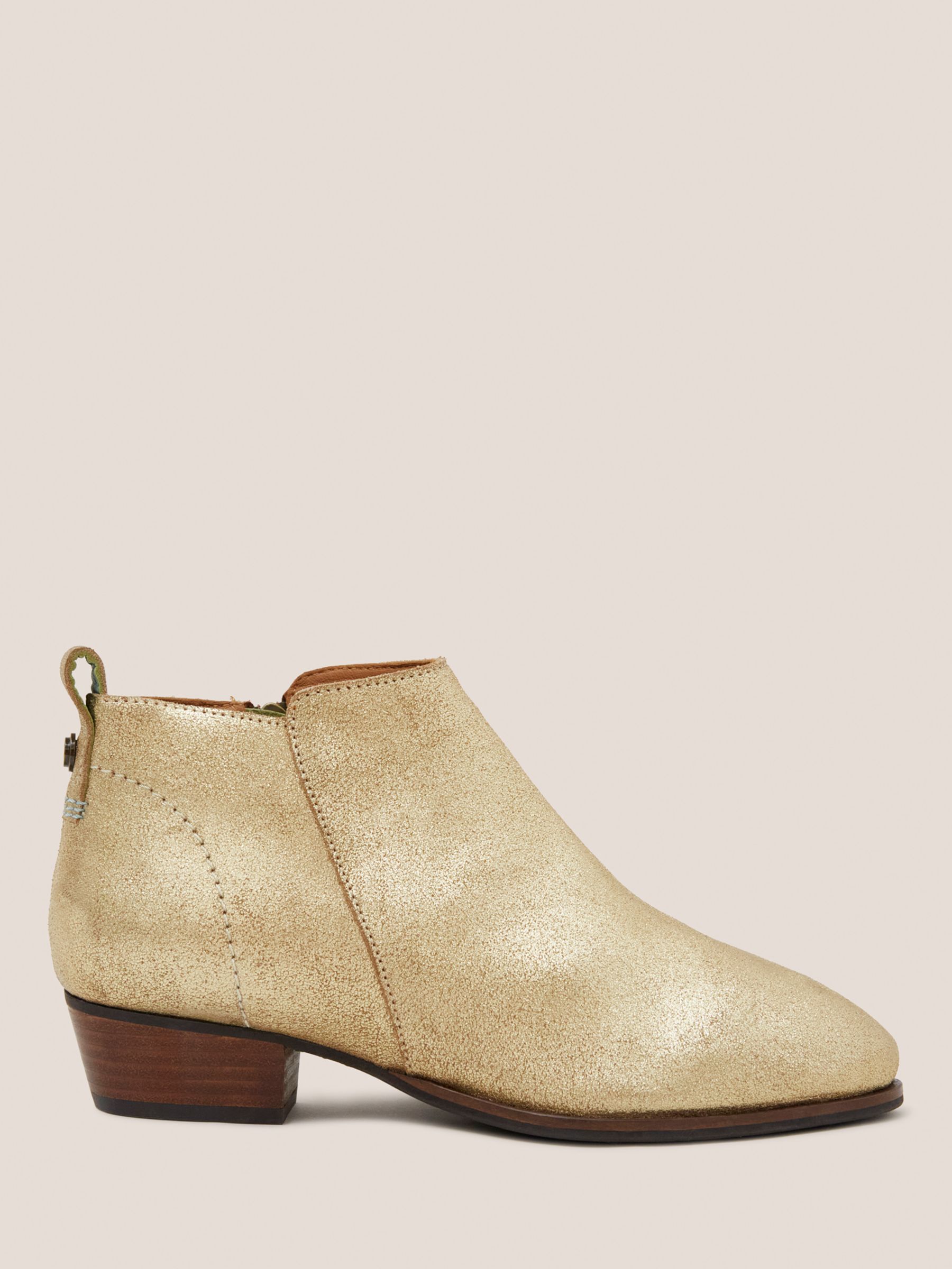 White Stuff Willow Leather Ankle Boots, Gold at John Lewis & Partners