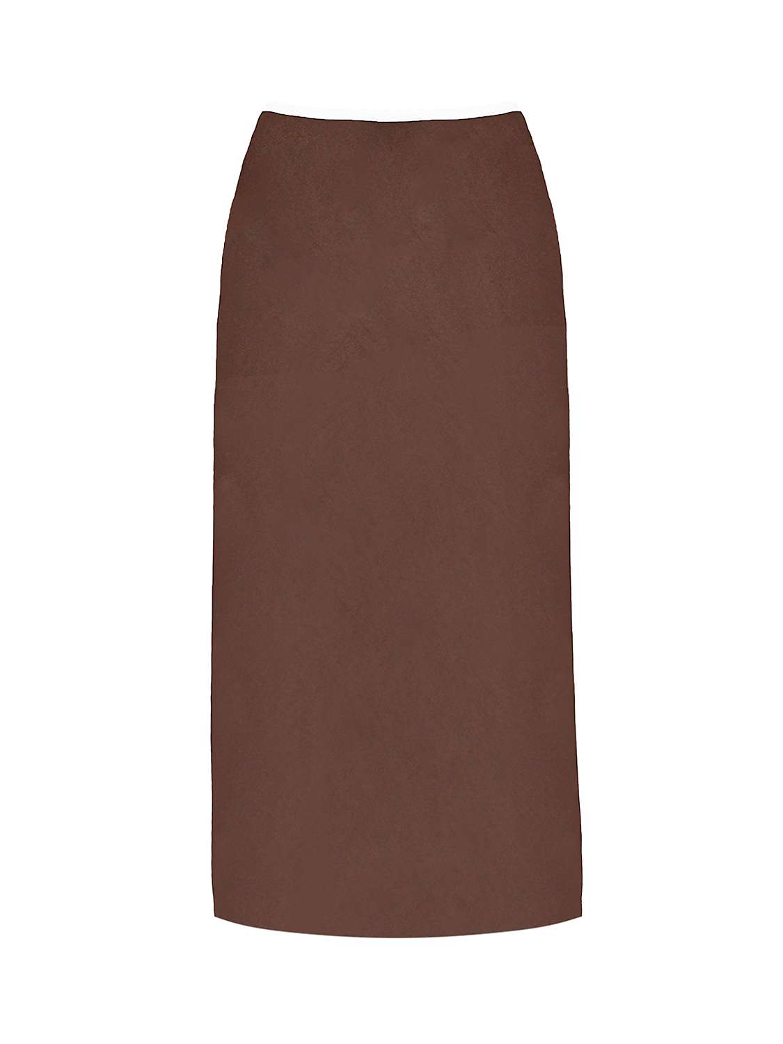 Buy Ro&Zo Petite Brown Satin Midi Skirt, Brown Online at johnlewis.com