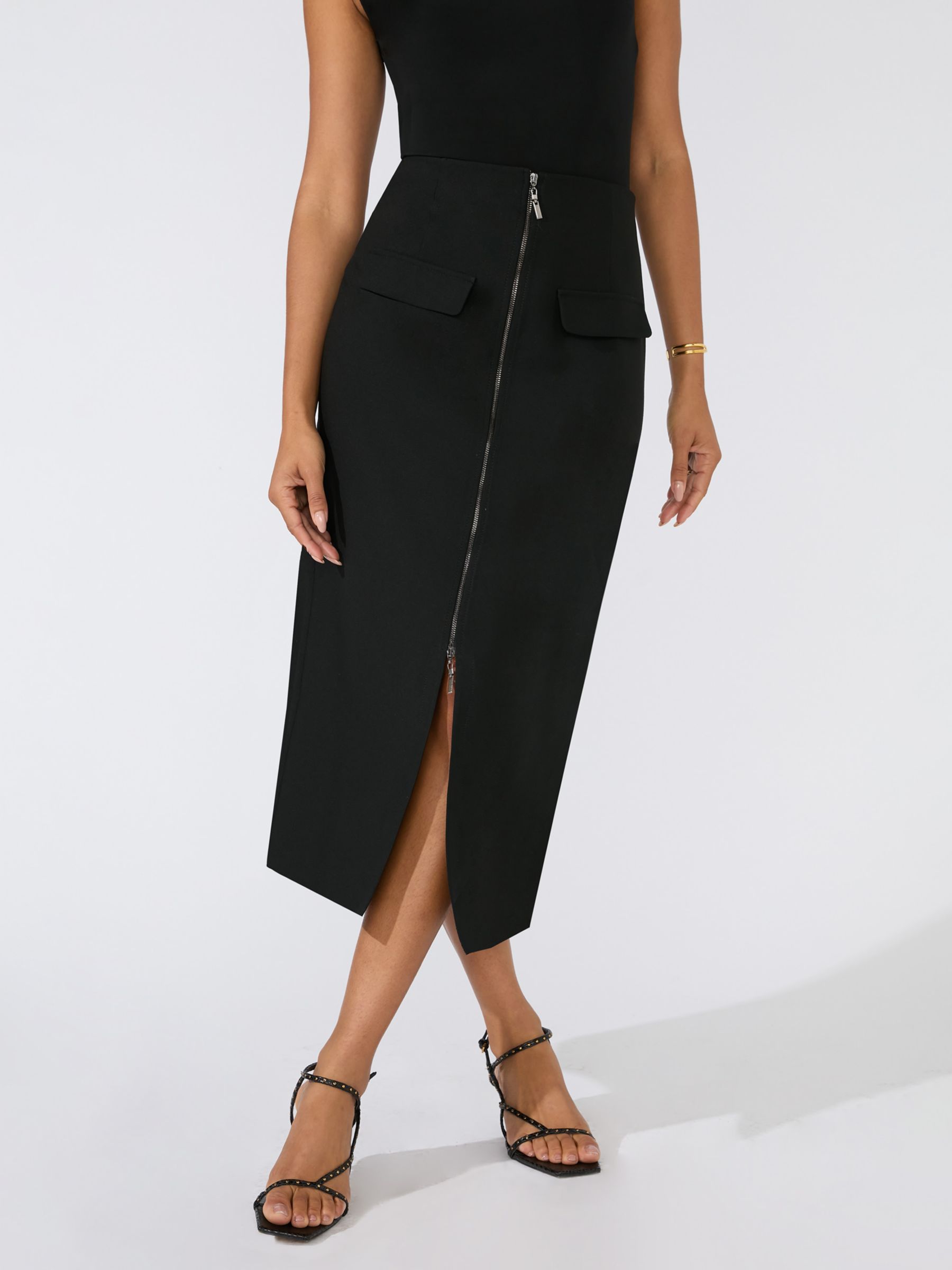 Yumi Green Velvet Skirt With Front Slit