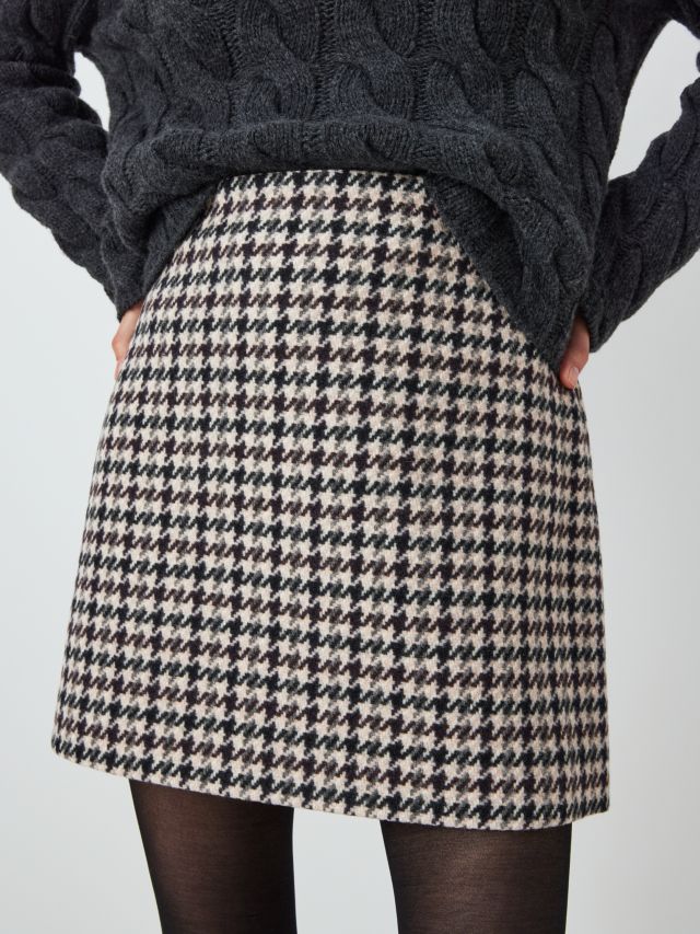 Theory Houndstooth Wool Mini Skirt, Mink/Multi, 8